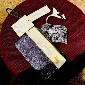 Adrienne Vittadini Navy Glitter Charging Wallet NWT